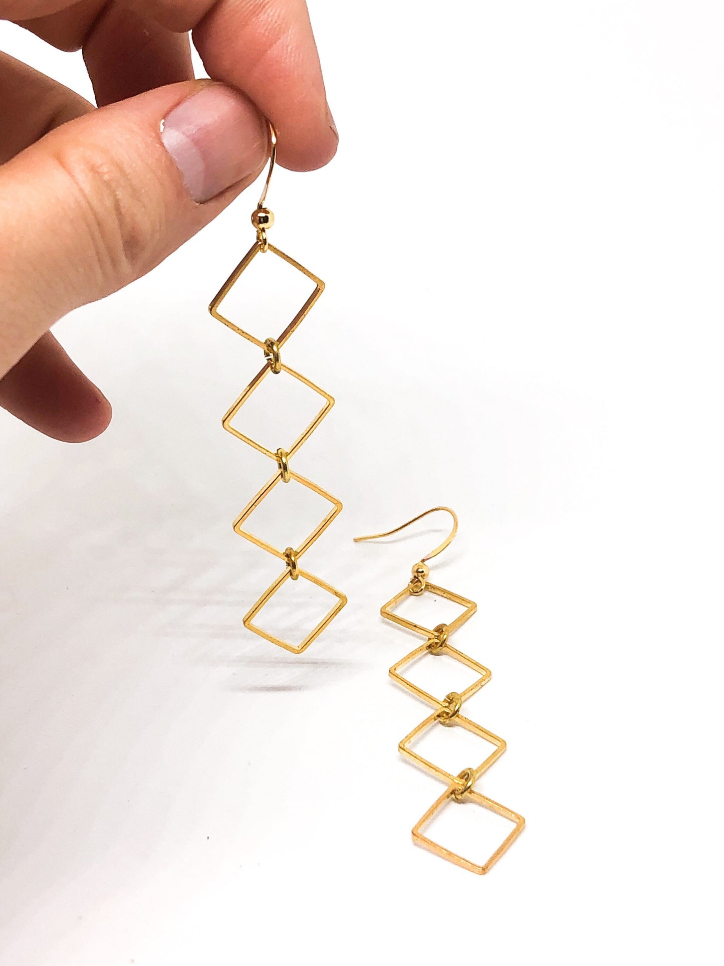 Gold diamond geometric earrings