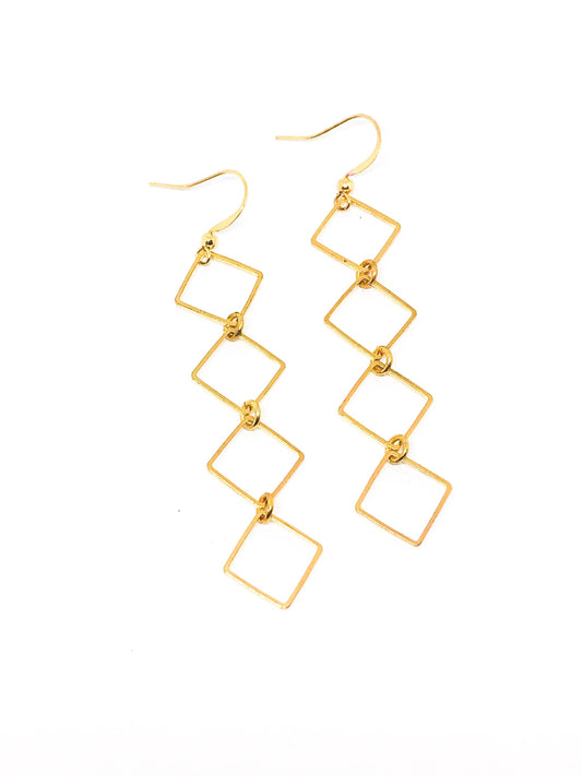 Gold diamond geometric earrings