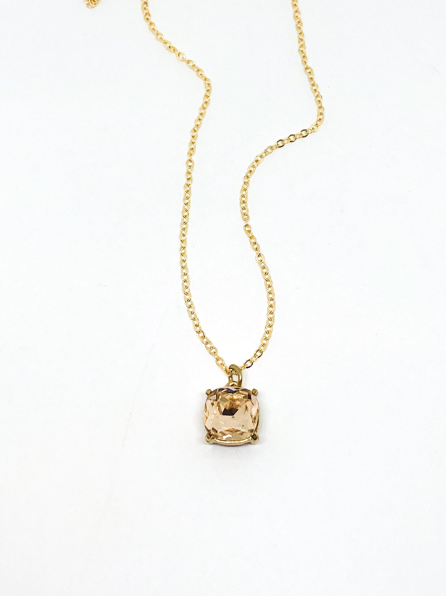 Cream rhinestone pendant necklace