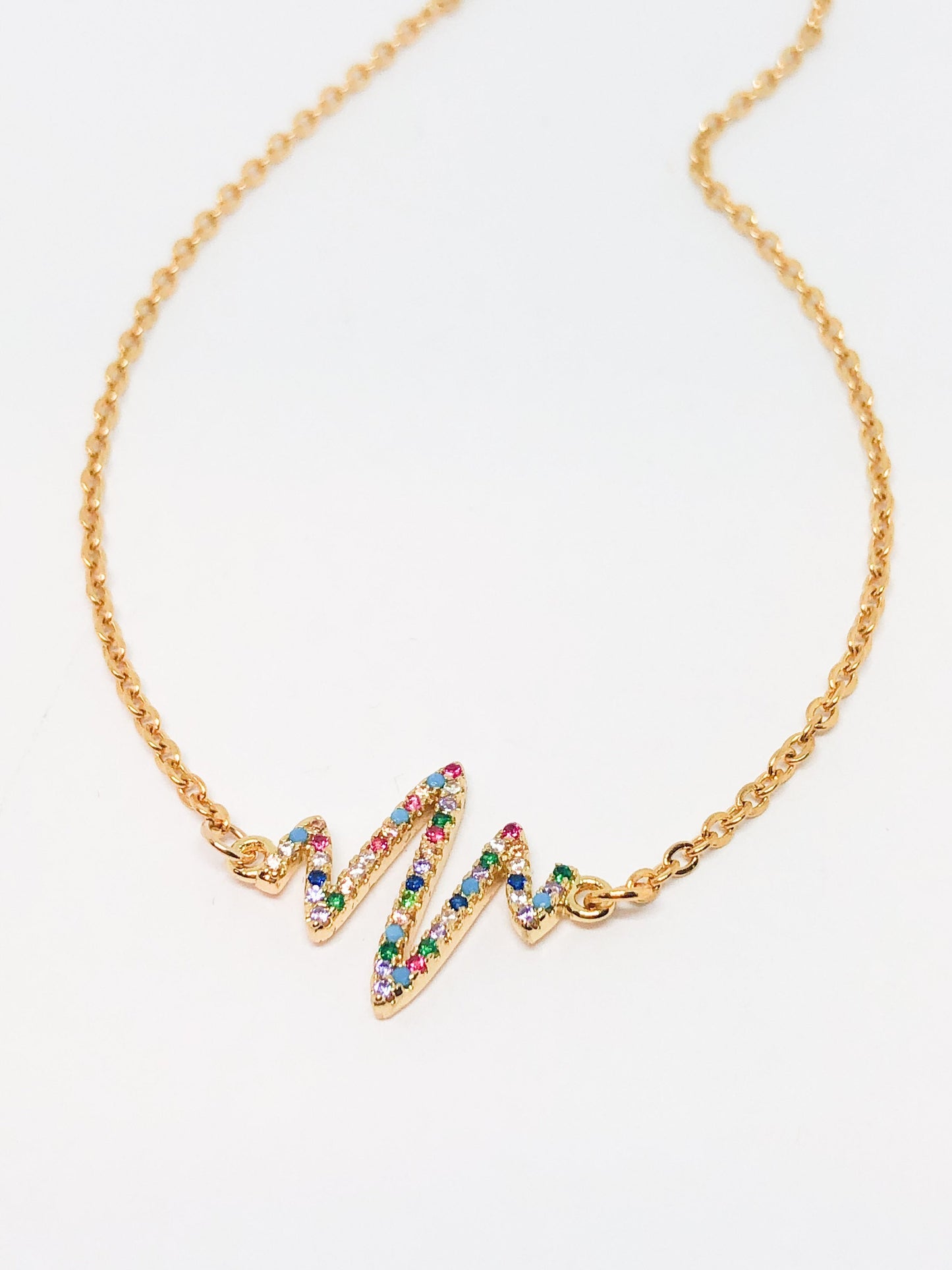 Rainbow heartbeat necklace