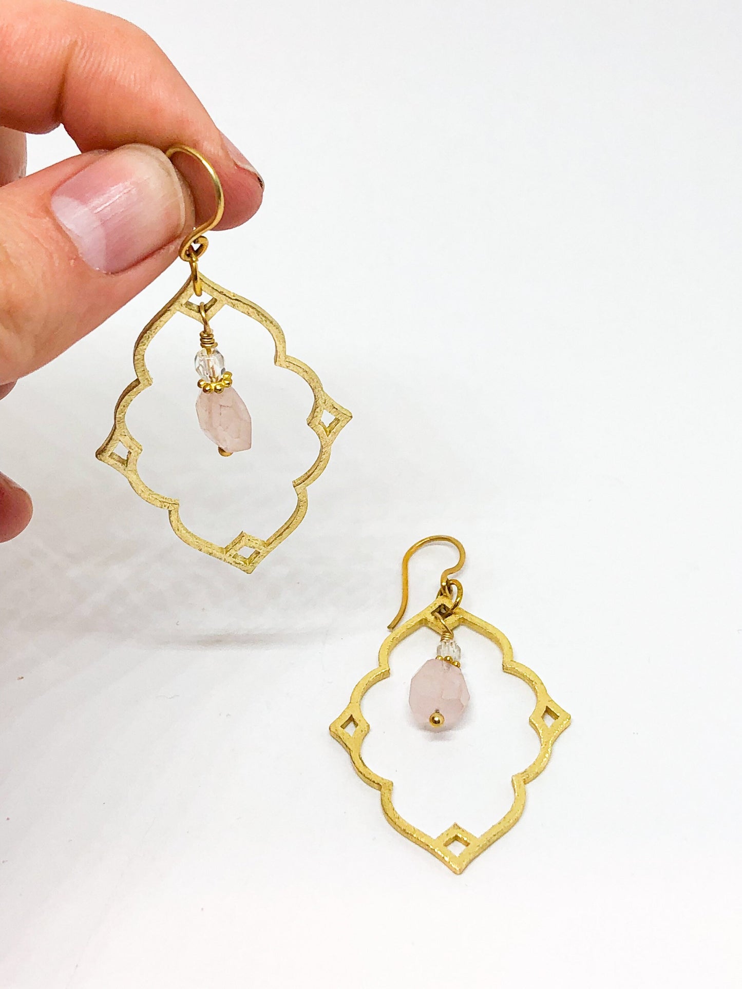 Rose quartz gemstone earrings