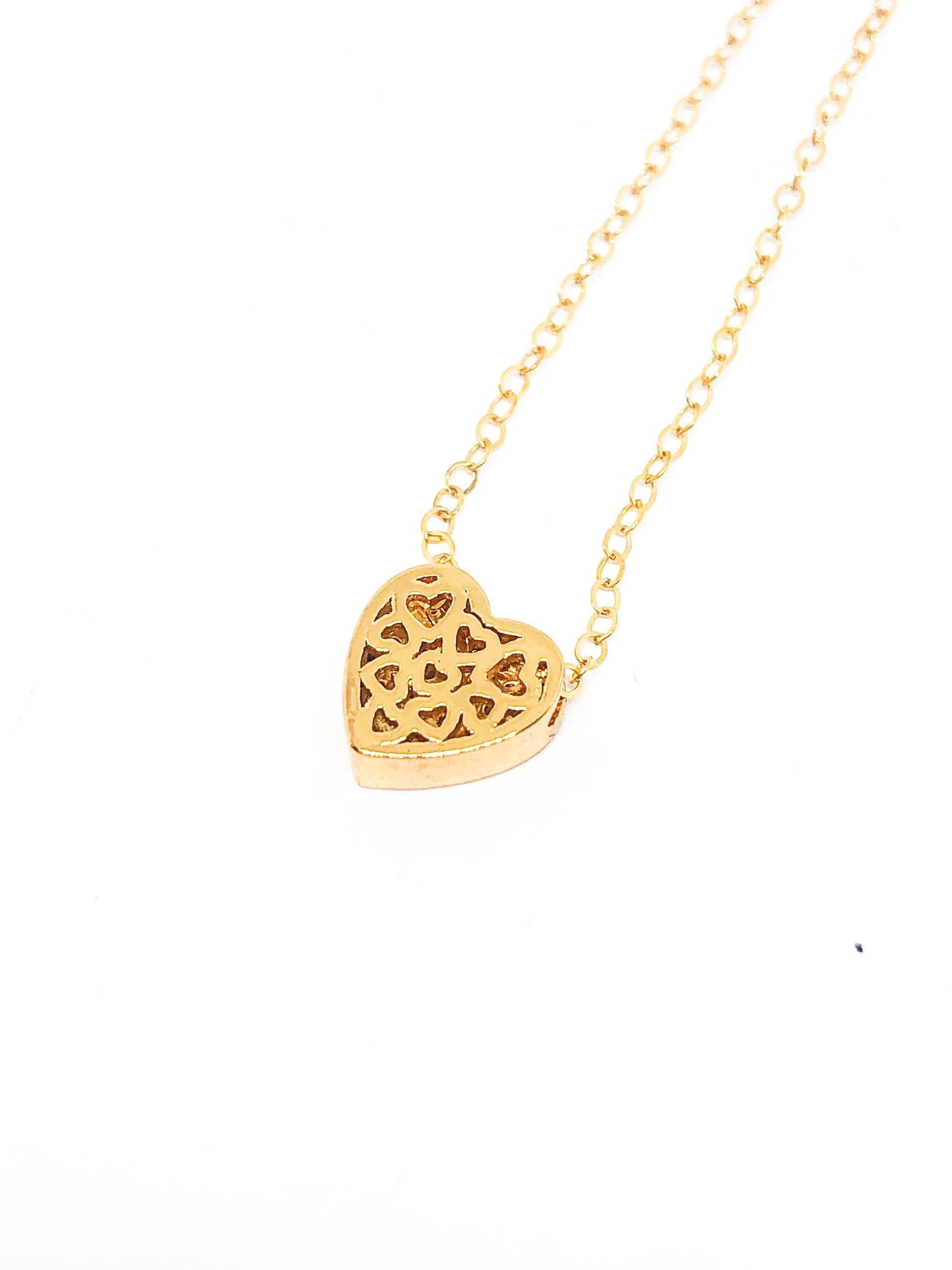 Reversible rhinestone heart shape necklace