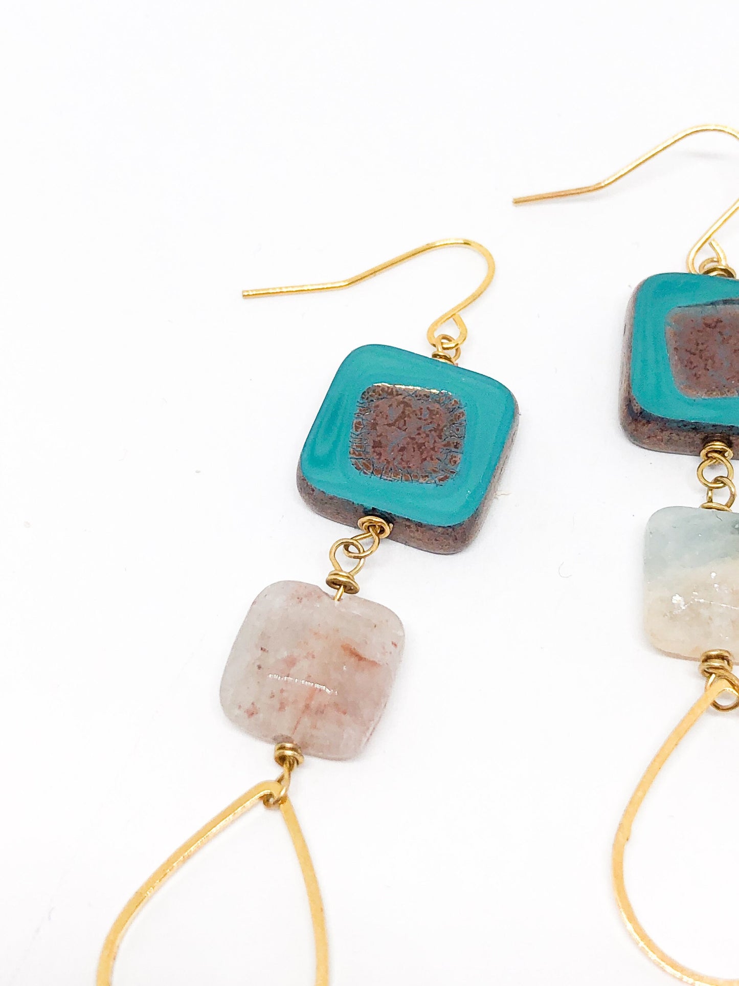 Aquamarine and Czech class statement earrings