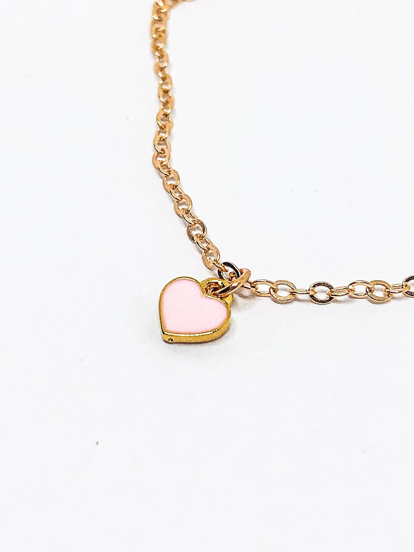 Pink dainty heart necklace