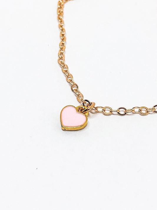 Pink dainty heart necklace