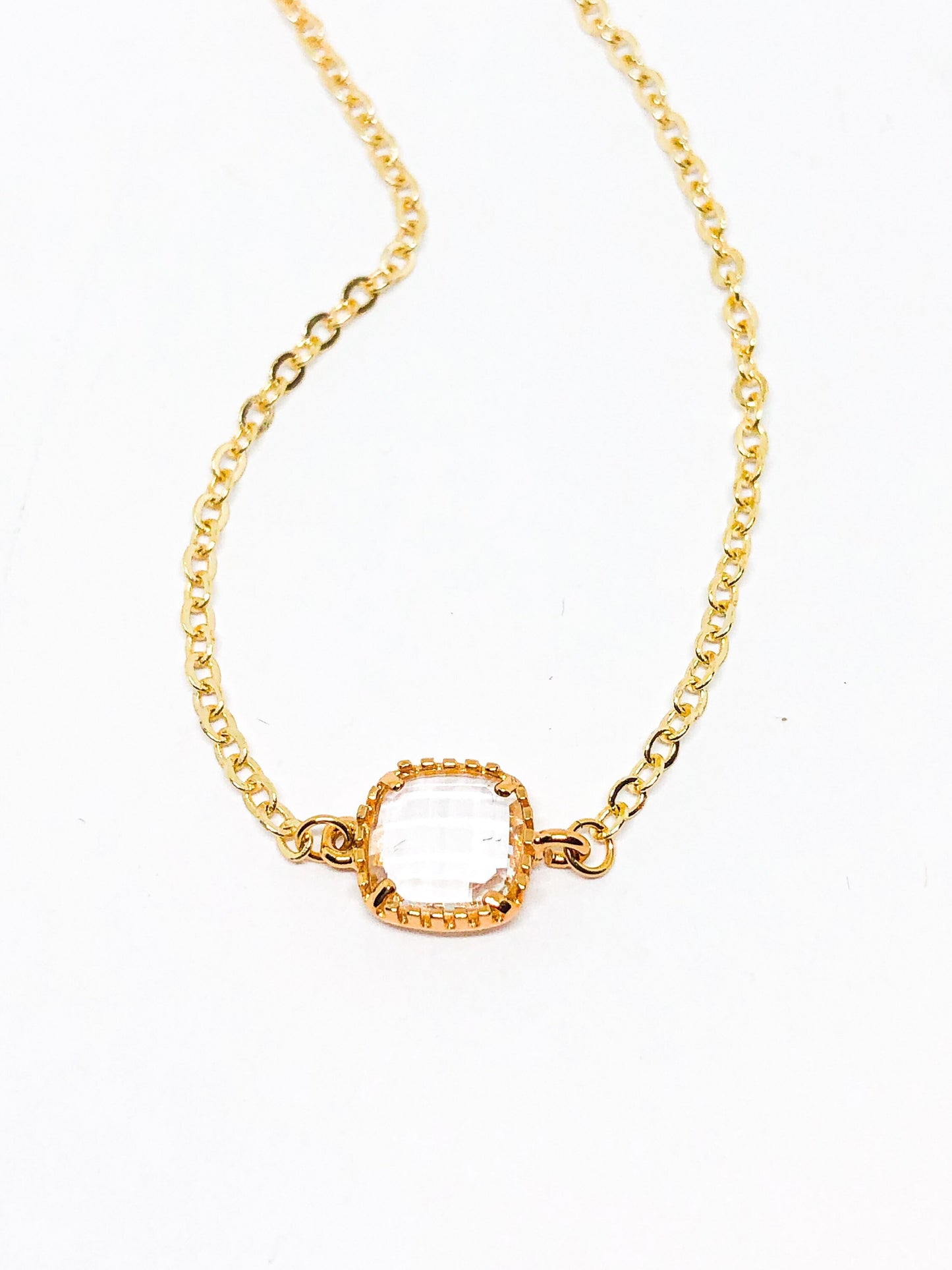 Clear glass stone necklace