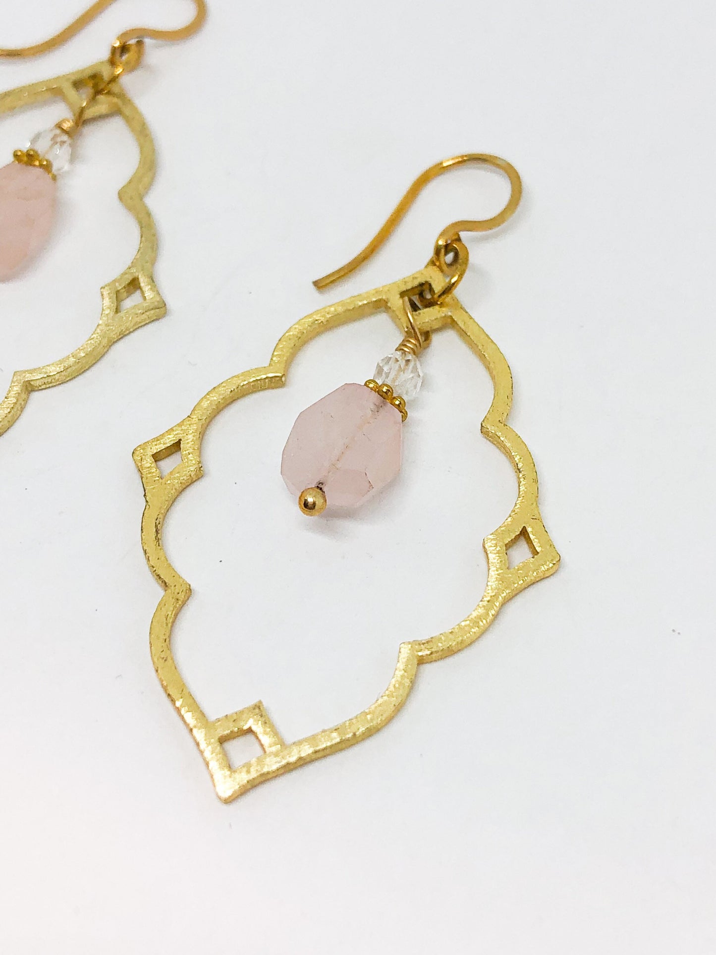 Rose quartz gemstone earrings
