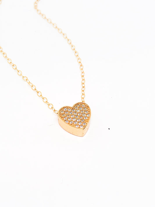 Reversible rhinestone heart shape necklace