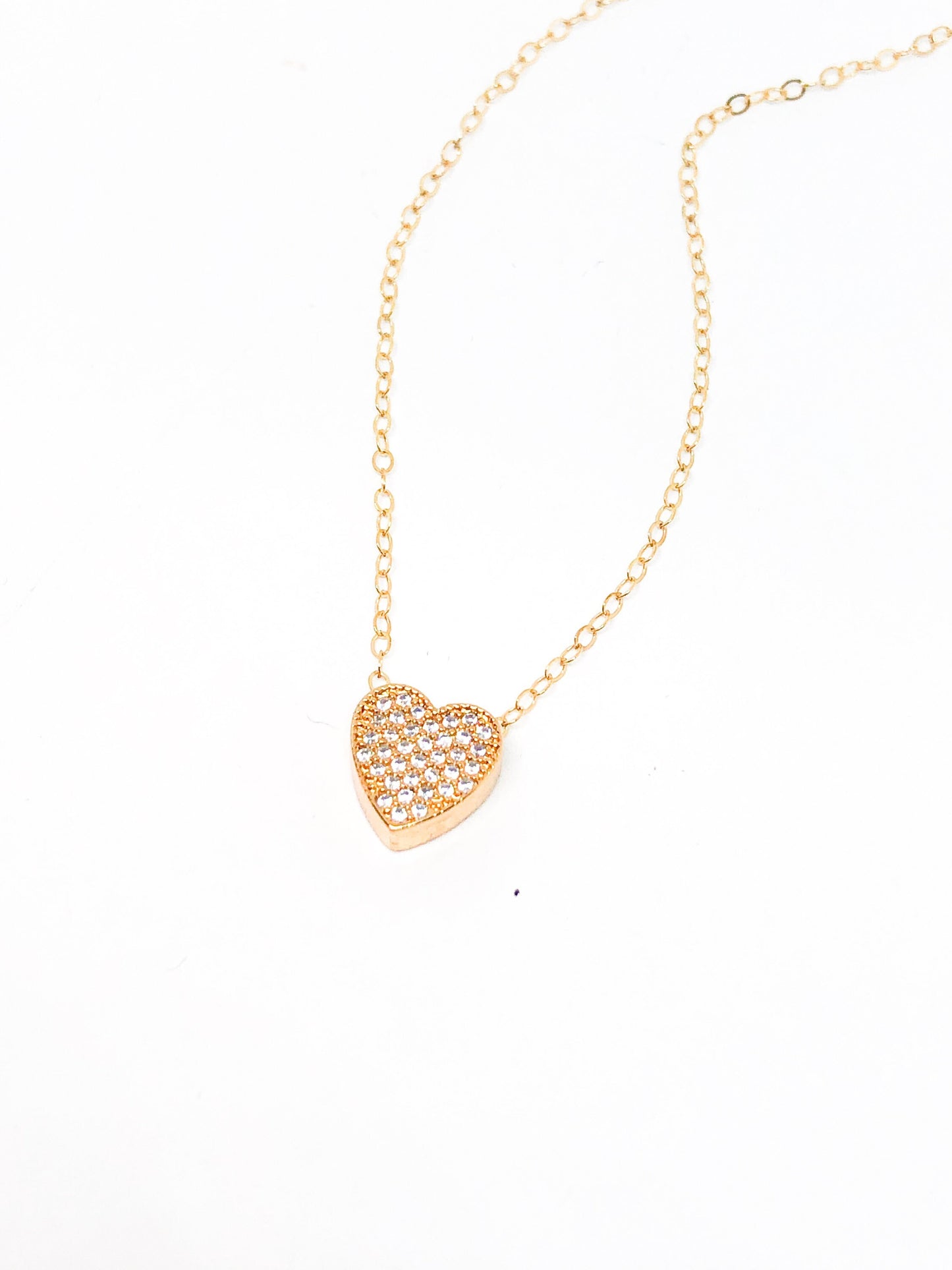 Reversible rhinestone heart shape necklace