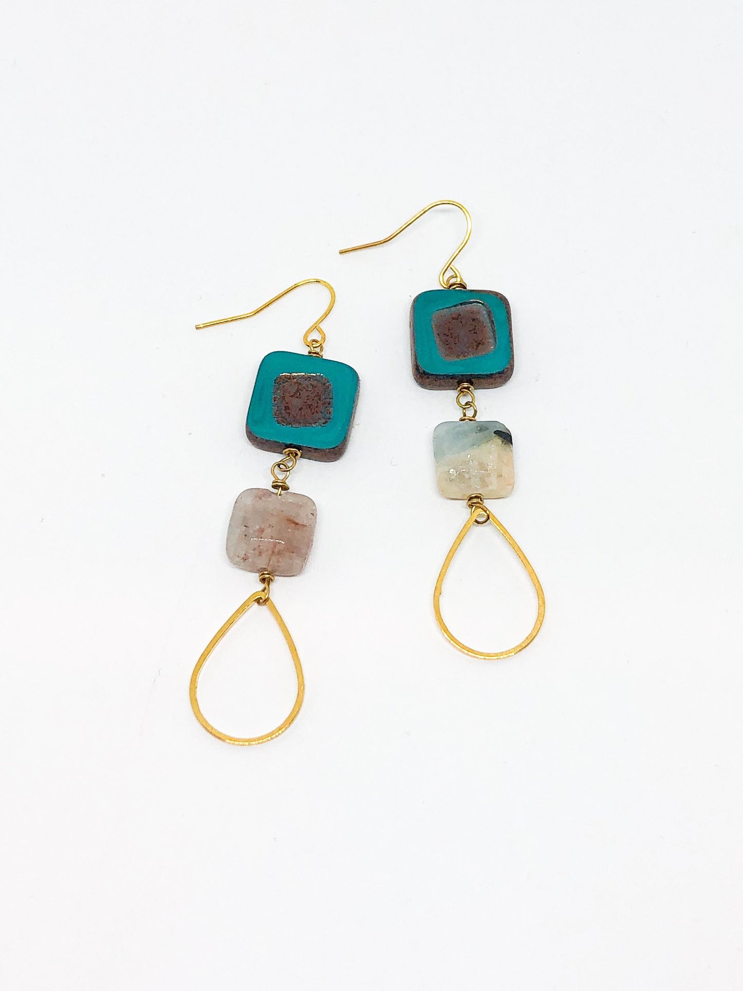 Aquamarine and Czech class statement earrings