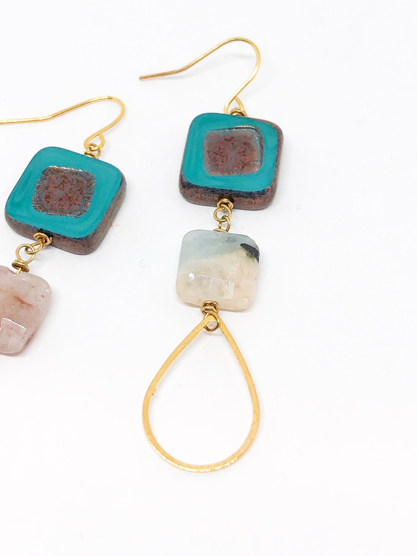 Aquamarine and Czech class statement earrings