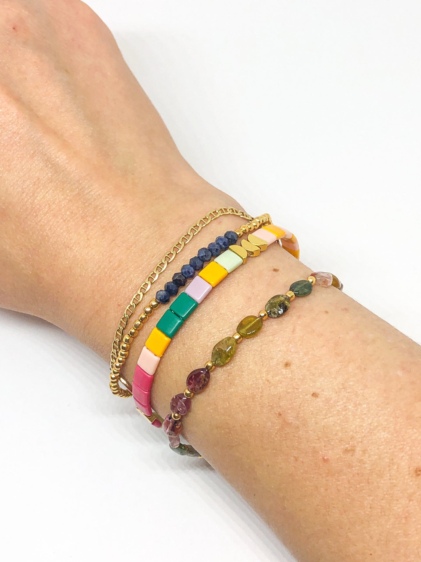 Tourmaline gemstone bracelet in gold or silver