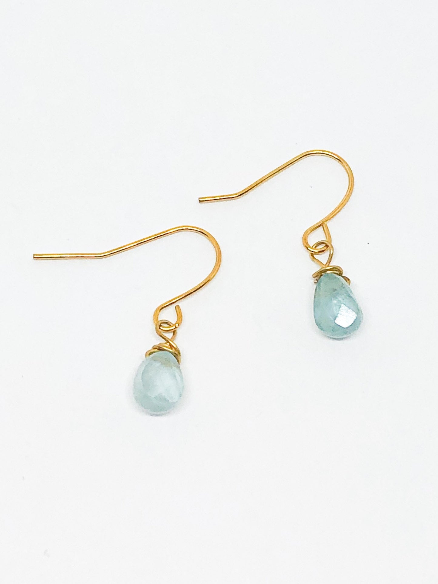 Dainty aquamarine earrings in gold or silver