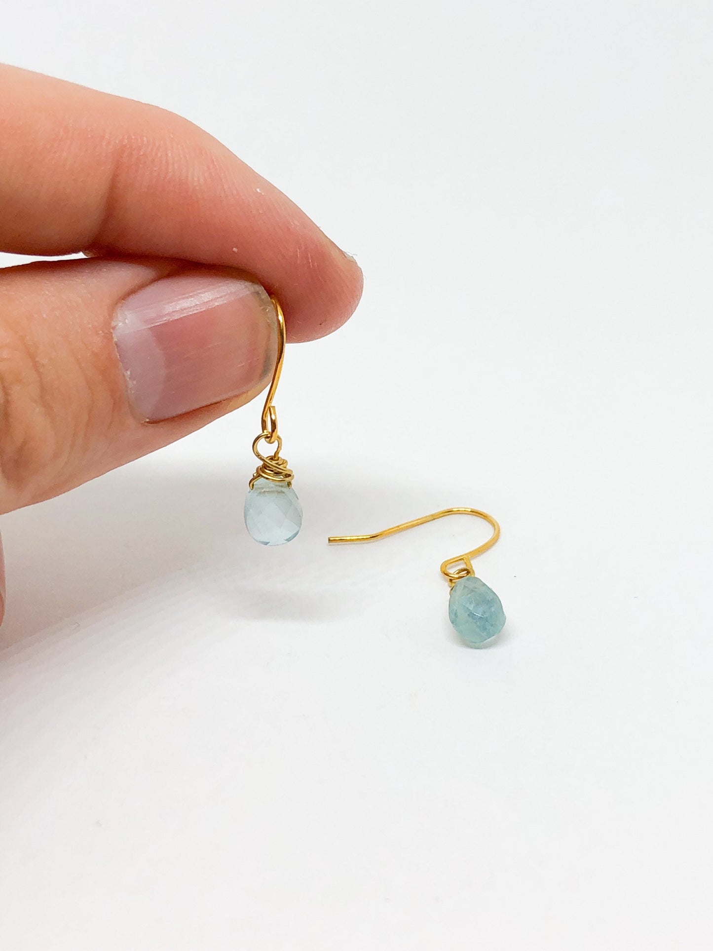 Dainty aquamarine earrings in gold or silver