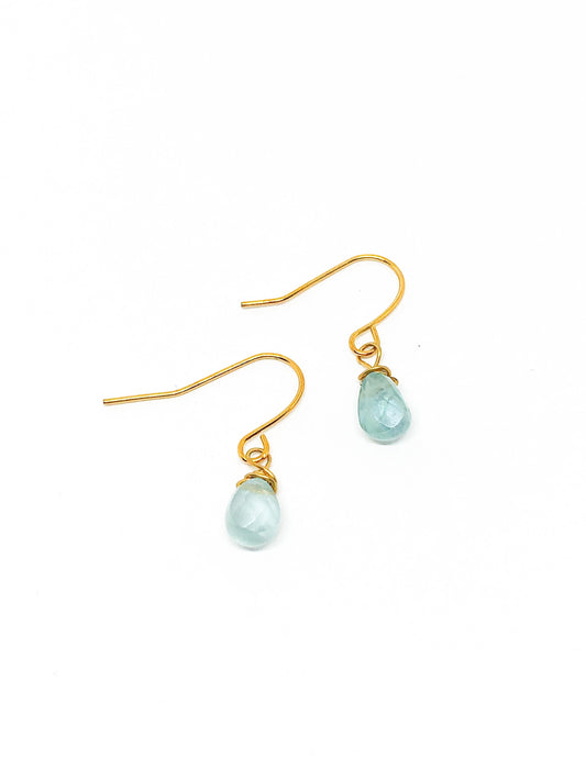 Dainty aquamarine earrings in gold or silver