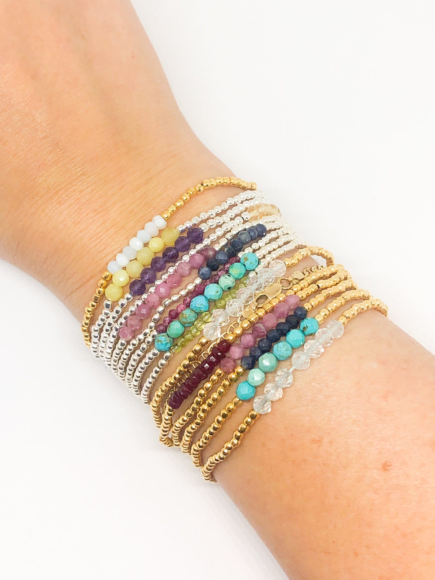 March birthstone bracelets stretchy and perfect - Aquamarine