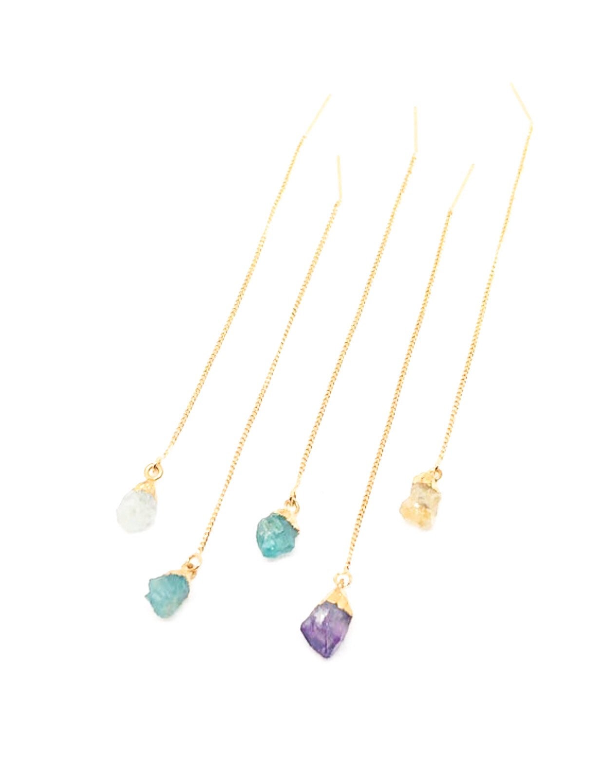Gemstone threader earrings in gold