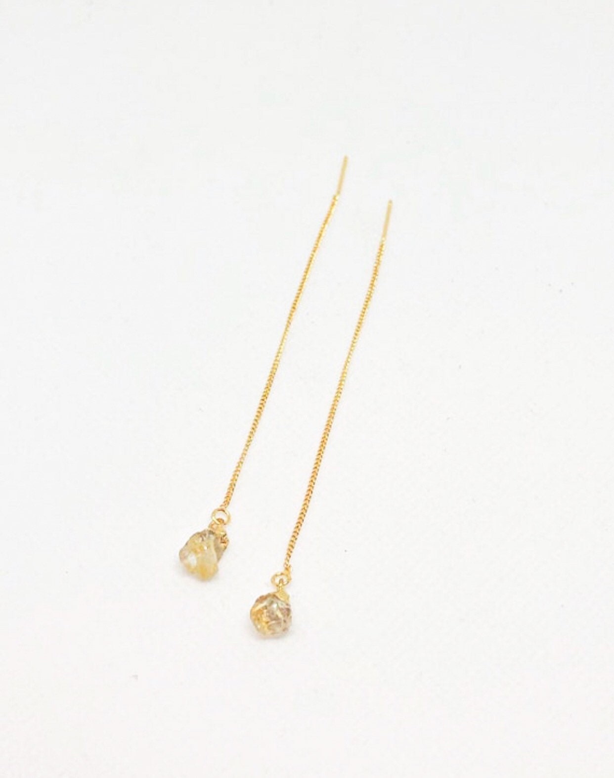 Gemstone threader earrings in gold
