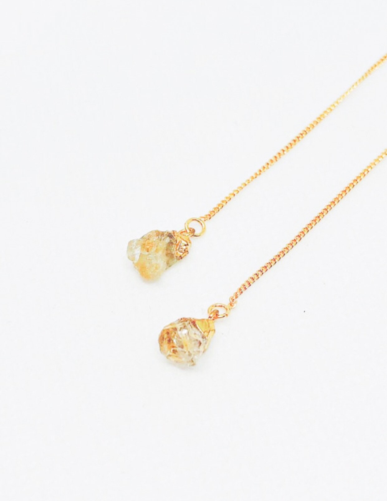 Gemstone threader earrings in gold