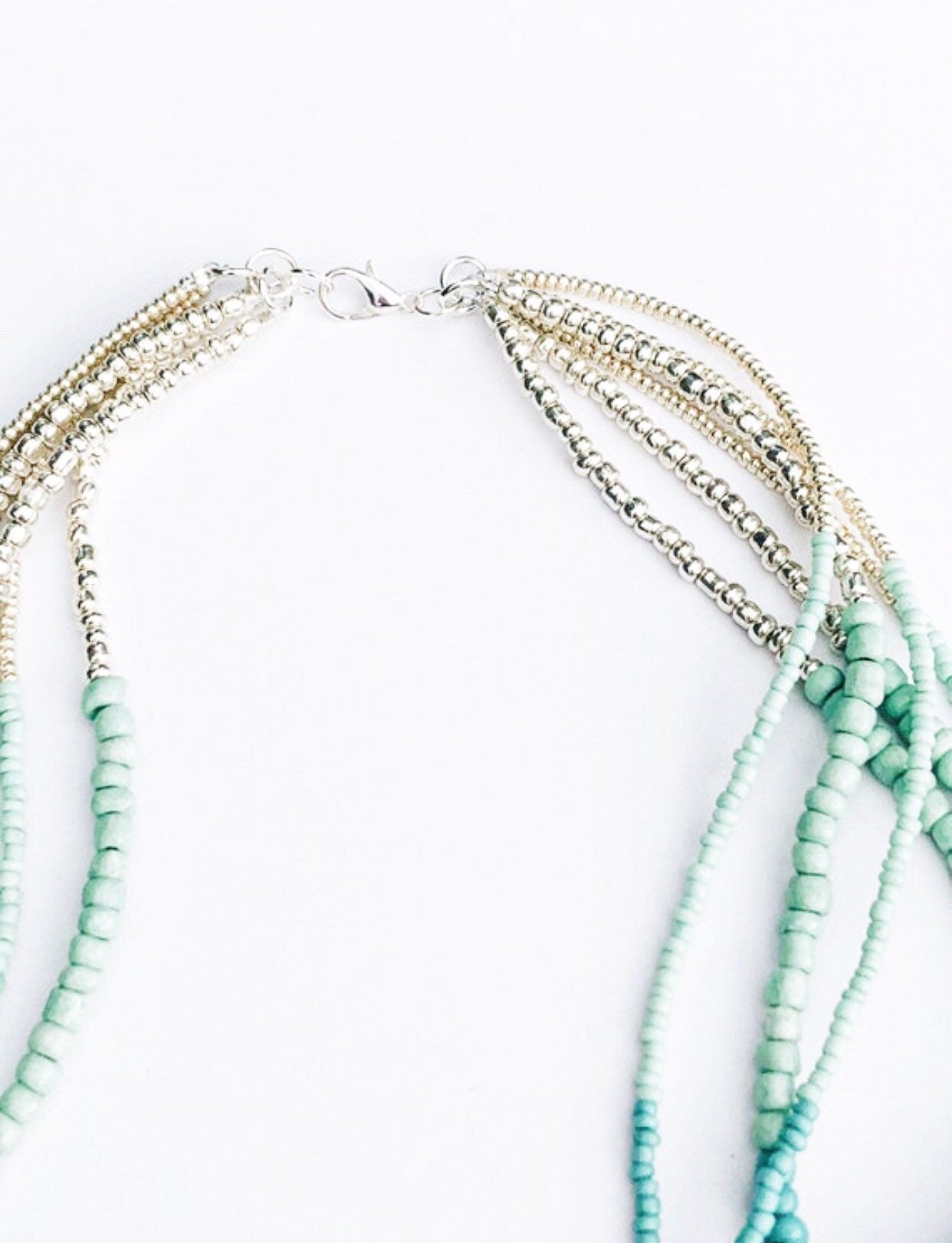 Multi strand turquoise seed bead necklace