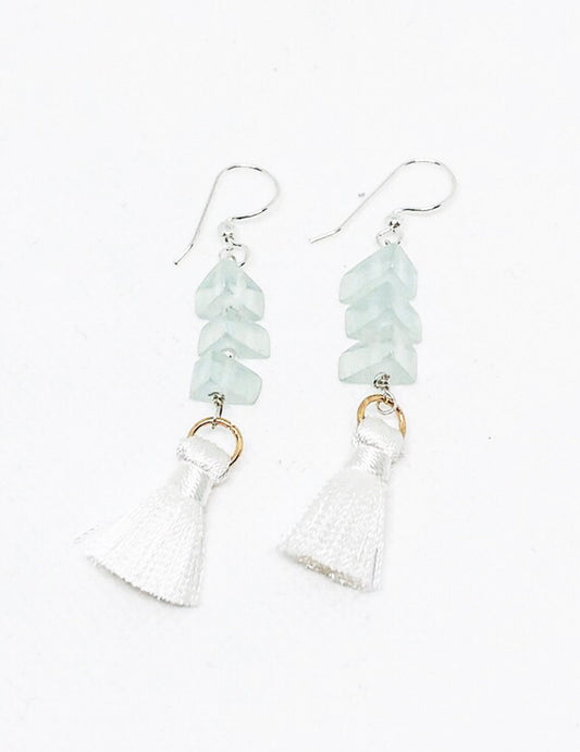 Resin earrings with white tassel
