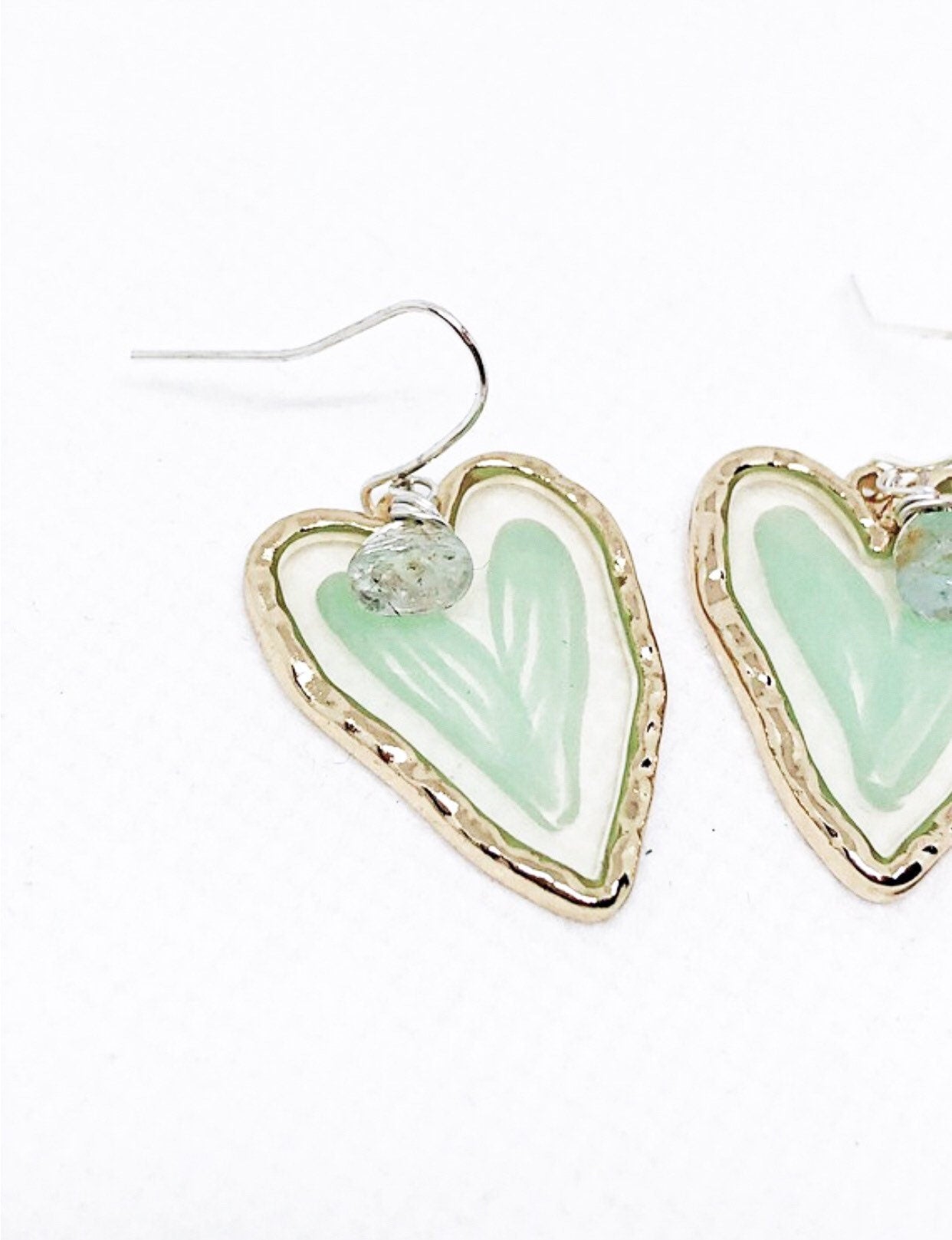 Mint green stained glass earrings