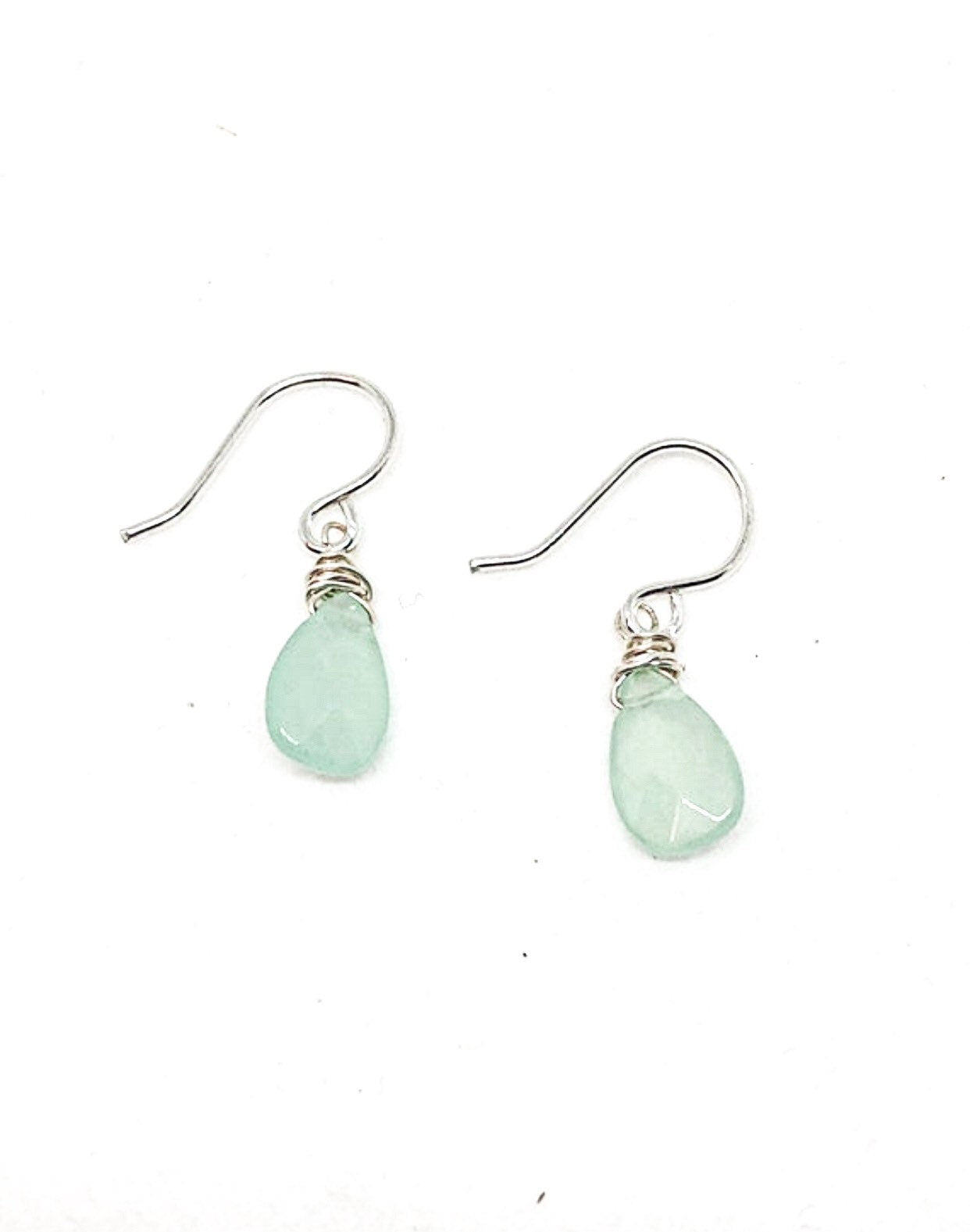 Chalcedony mint green teardrop earrings
