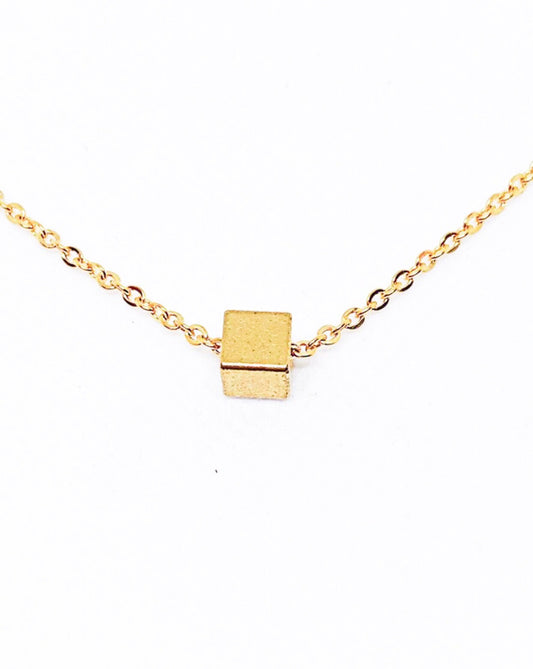 Gold cube necklace