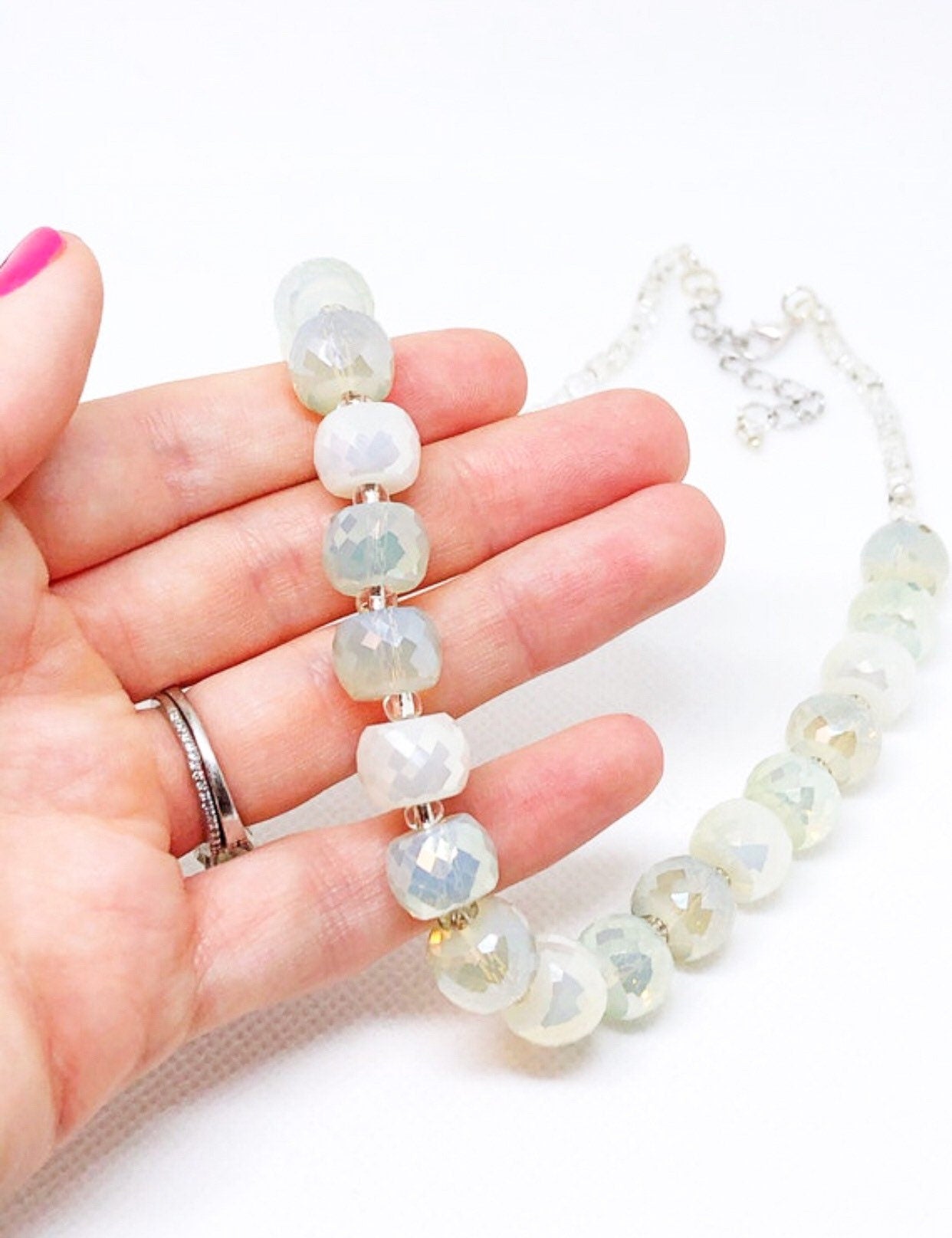Faceted glass bead necklace