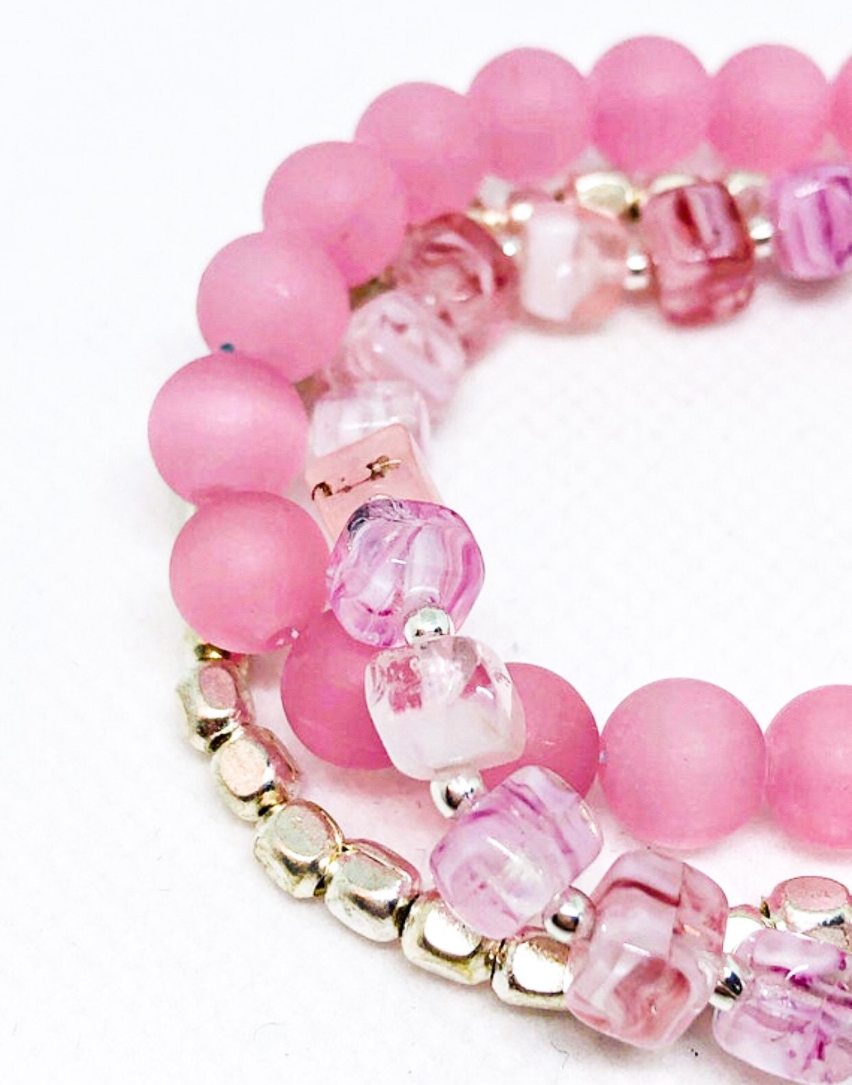 Pink stretch bracelets (set of 3)