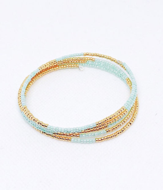 Mint green memory wire bracelet