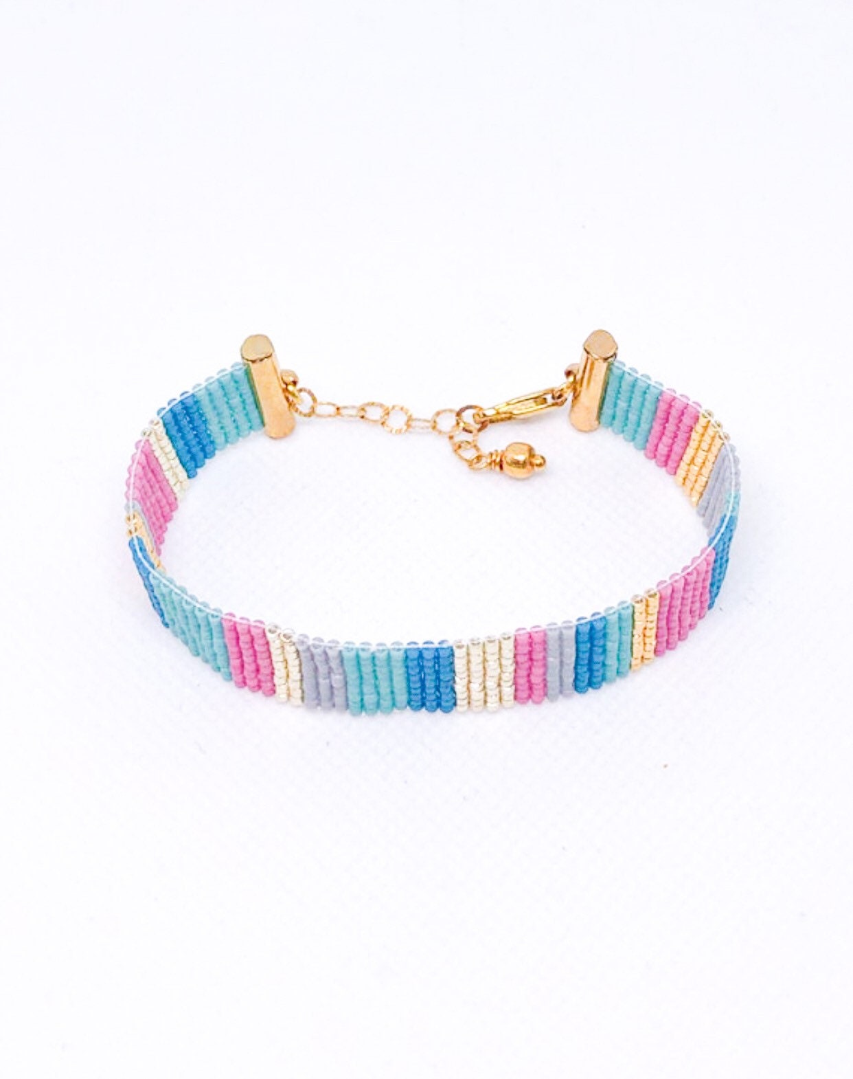 Bright colored bead loom bracelet