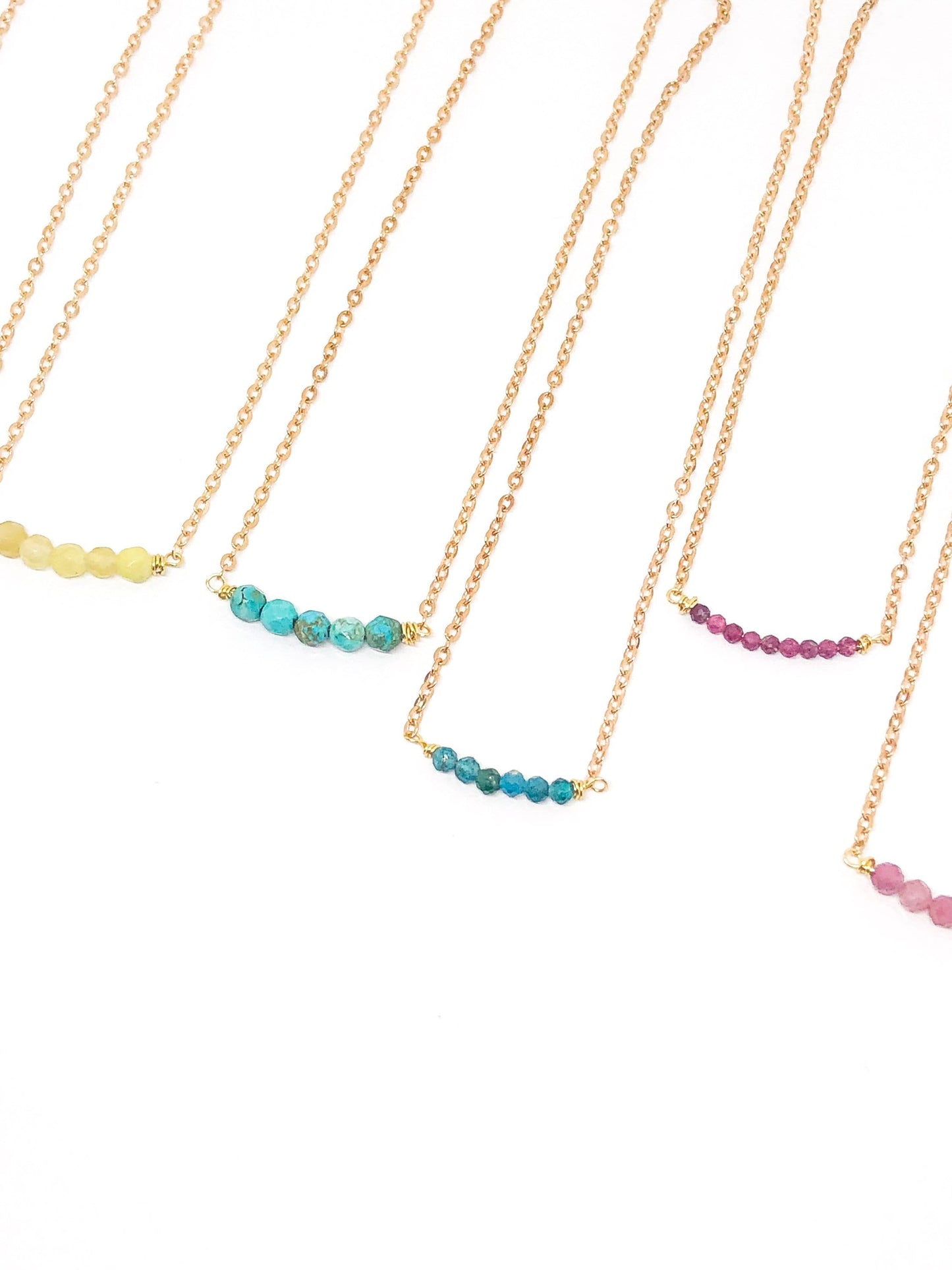 Gemstone necklace in gold or silver