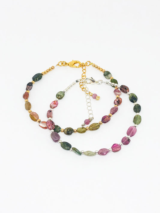 Tourmaline gemstone bracelet in gold or silver