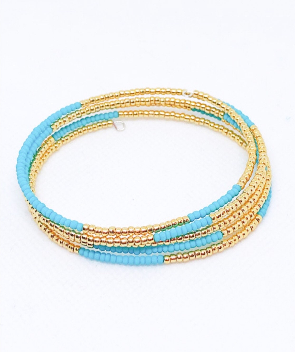 Turquoise wrap memory wire bracelet