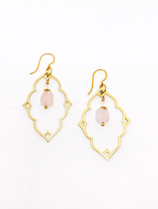 Rose quartz gemstone earrings