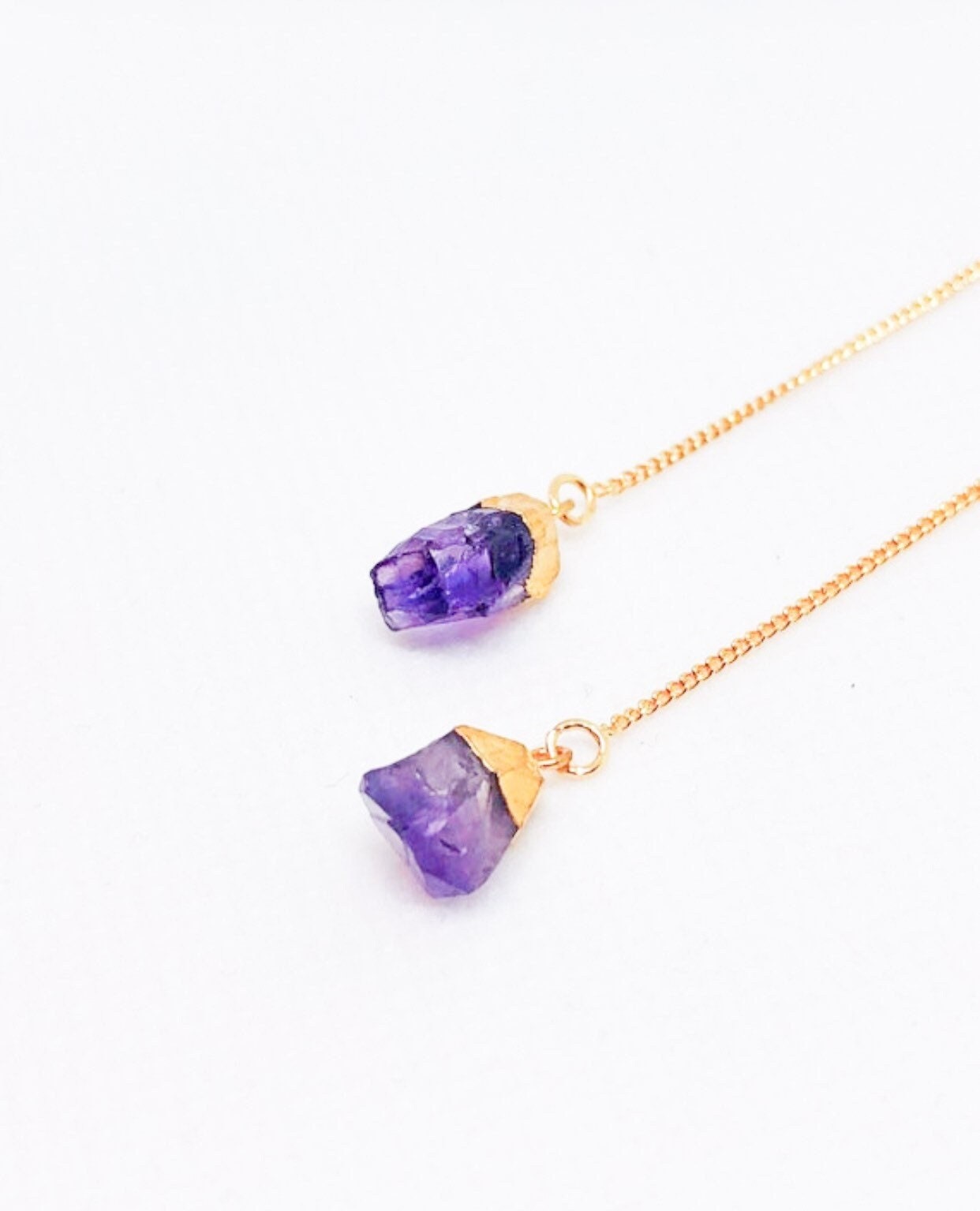Gemstone threader earrings in gold