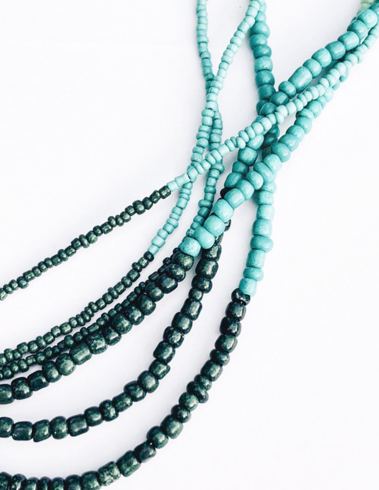Multi strand turquoise seed bead necklace