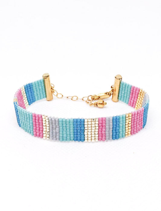 Bright colored bead loom bracelet