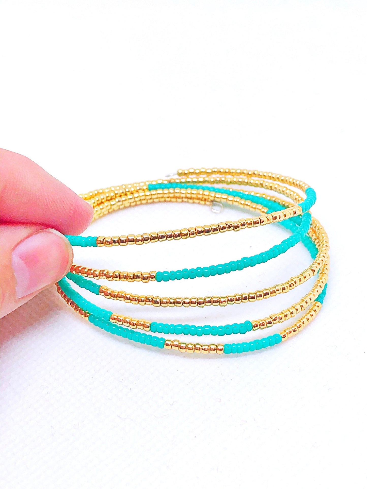 Turquoise wrap memory wire bracelet