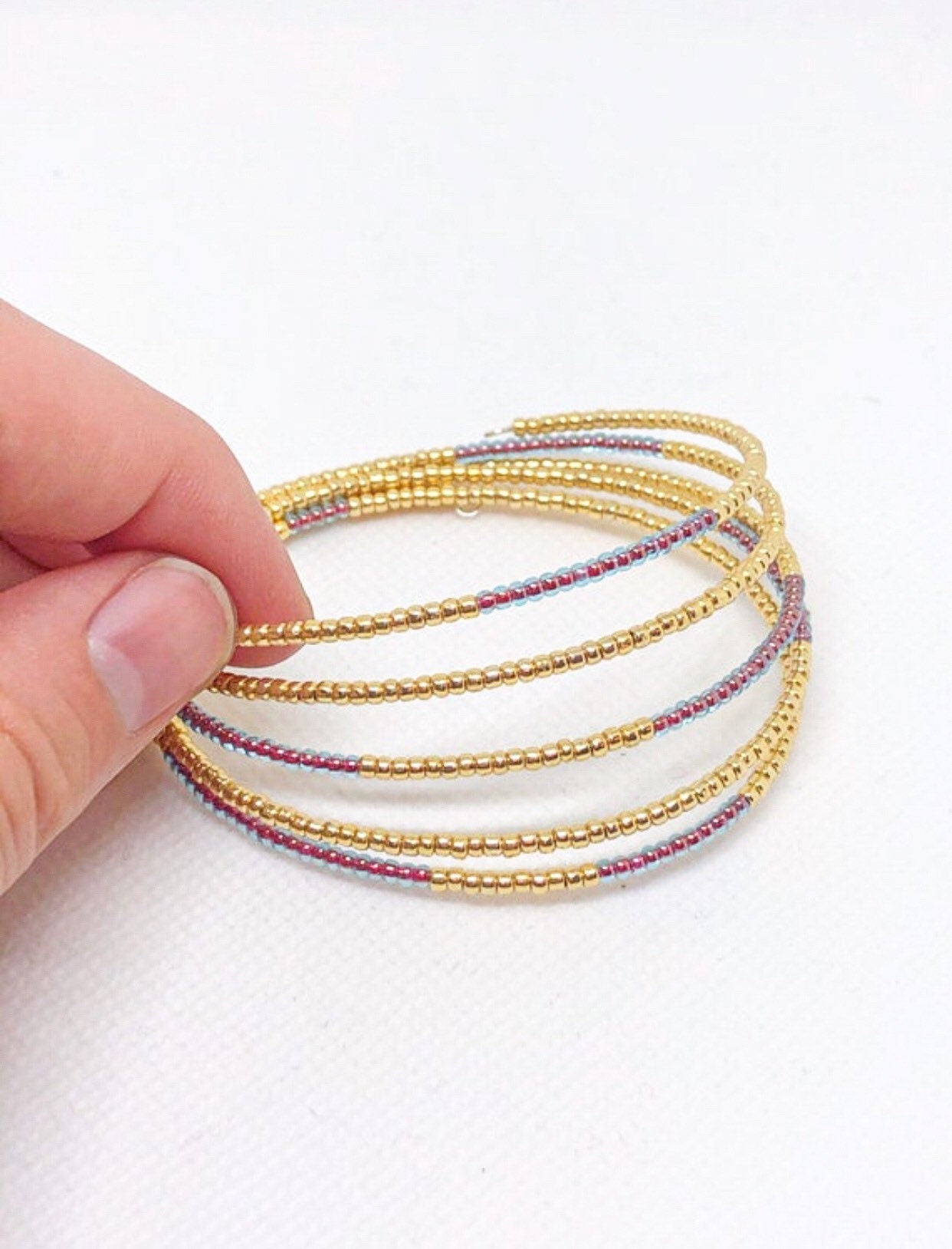 Dark green memory wire bracelet