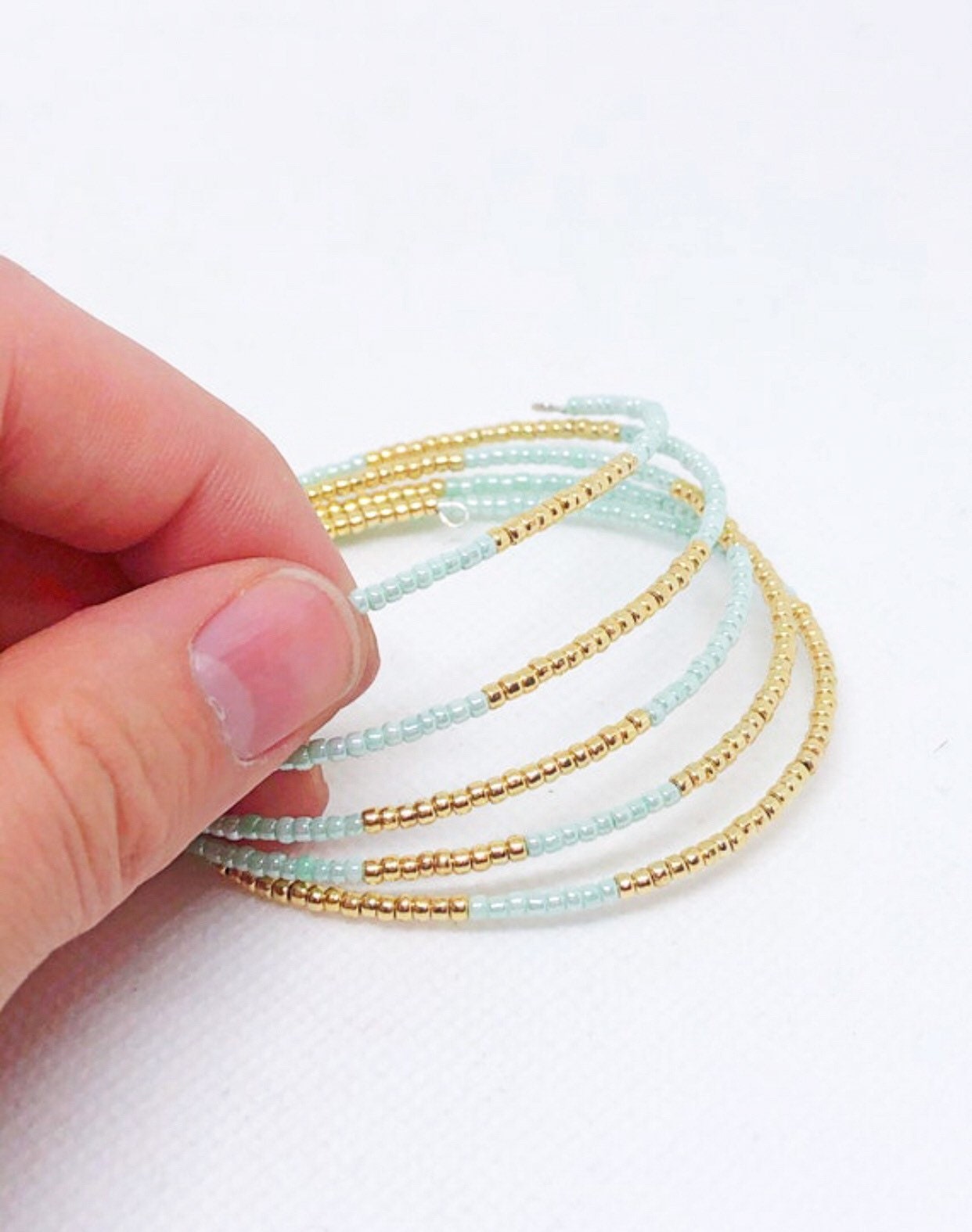 Turquoise wrap memory wire bracelet