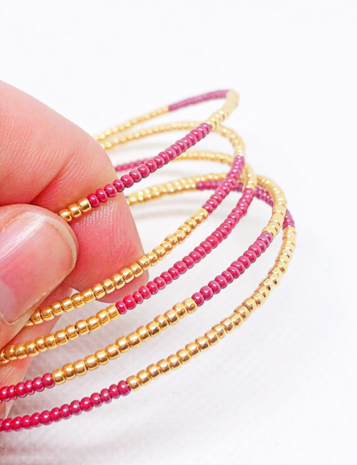 Memory wire bracelet with silver beads