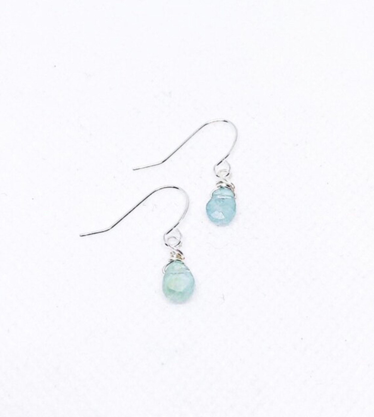 Dainty aquamarine earrings in gold or silver