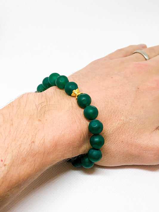 Green stone beaded bracelet