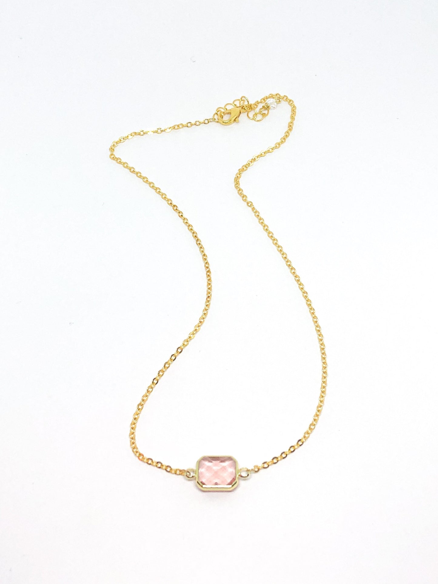 Pink glass charm necklace