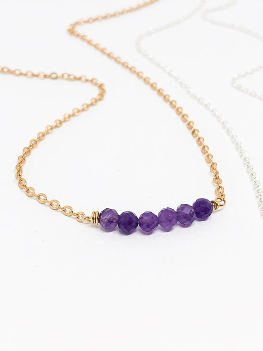 Amethyst birthstone necklace - February birthstone