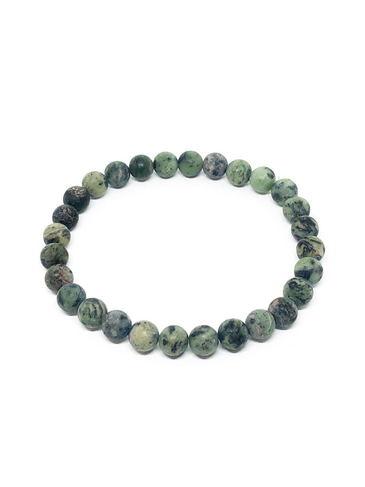 Black and green speckled jade bracelet