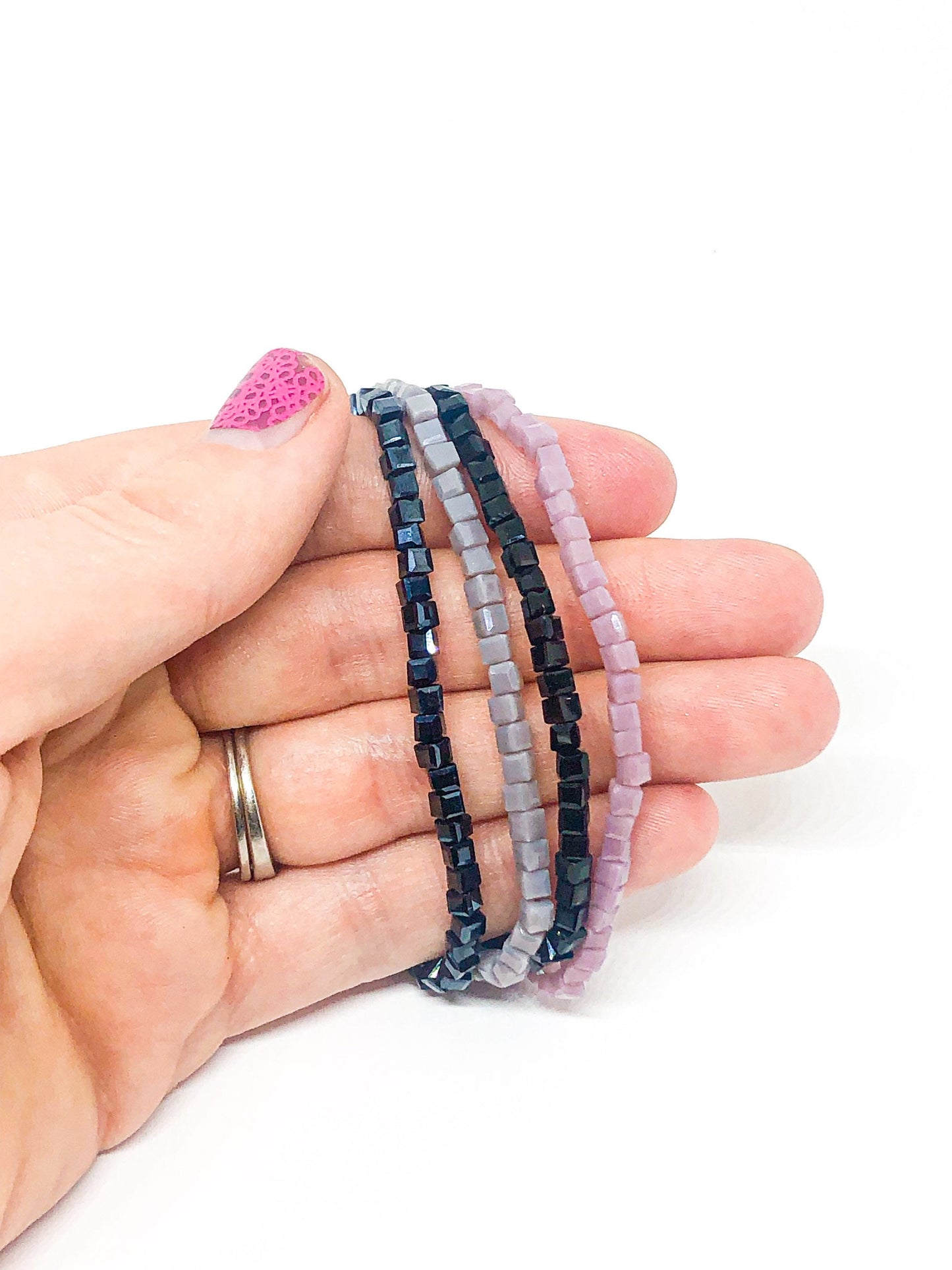 Square glass beaded bracelets