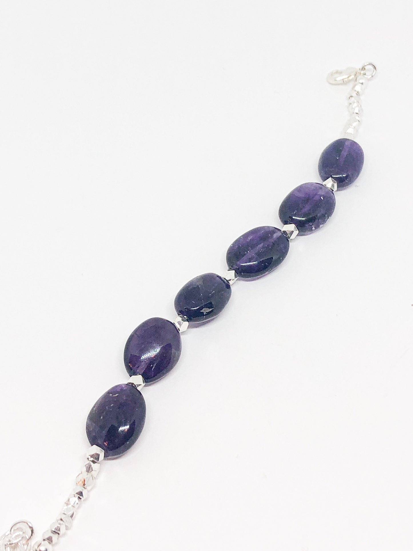 Amethyst gemstone bracelet in silver